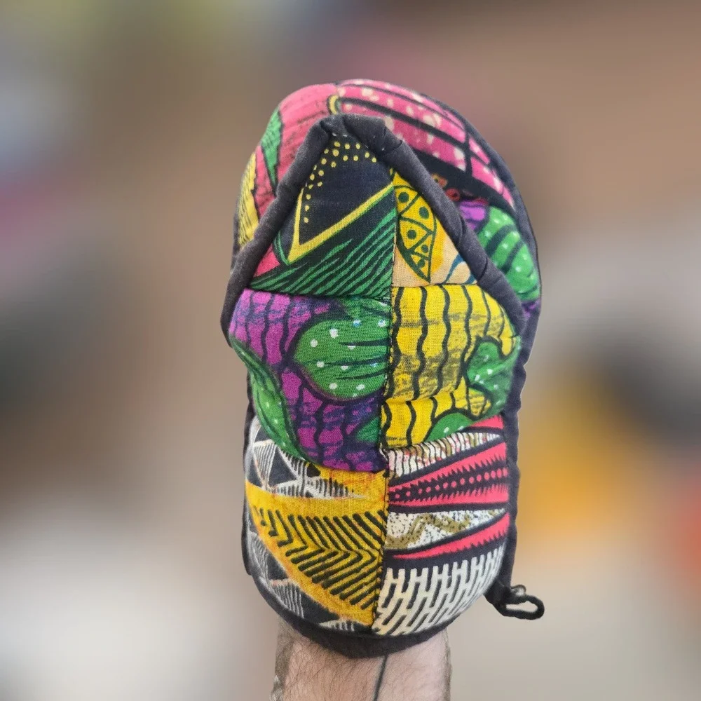 VTG Abstract‎ Open Mouth Oven Mitt Multi Color Patchwork Quilt African Wax Print